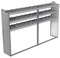 20-9558-3 Square back shelf unit 96"Wide x 15.5"Deep x 58"High with 3 shelves