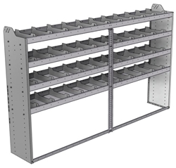 20-9558-4 Square back shelf unit 96"Wide x 15.5"Deep x 58"High with 4 shelves