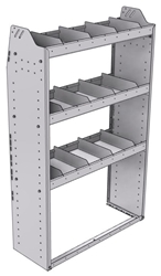 21-3358-3 Profiled back shelf unit 36"Wide x 13.5"Deep x 58"High with 3 shelves