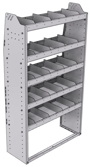 21-3363-5 Profiled back shelf unit 36"Wide x 13.5"Deep x 63"High with 5 shelves