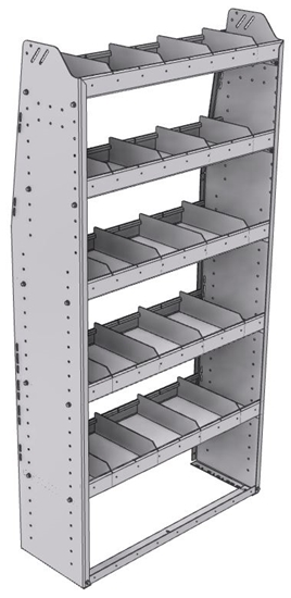 21-3372-5 Profiled back shelf unit 36"Wide x 13.5"Deep x 72"High with 5 shelves