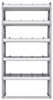 21-3372-5 Profiled back shelf unit 36"Wide x 13.5"Deep x 72"High with 5 shelves