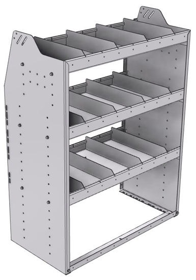 21-3848-3 Profiled back shelf unit 36"Wide x 18.5"Deep x 48"High with 3 shelves