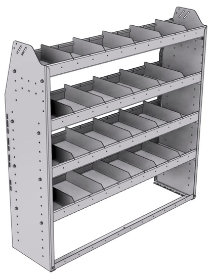 21-4348-4 Profiled back shelf unit 48"Wide x 13.5"Deep x 48"High with 4 shelves