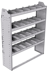 21-4358-4 Profiled back shelf unit 48"Wide x 13.5"Deep x 58"High with 4 shelves