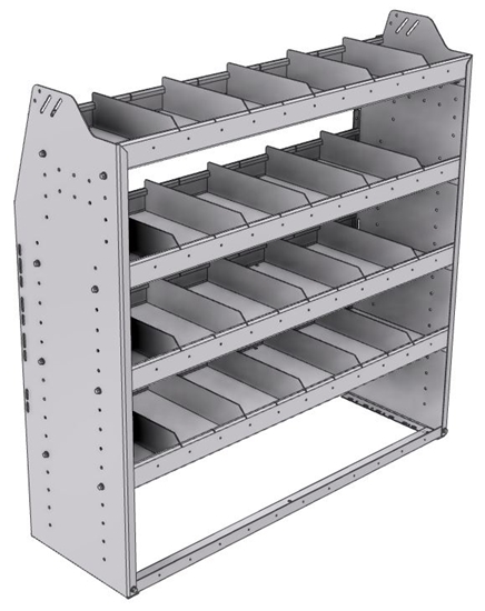 21-4548-4 Profiled back shelf unit 48"Wide x 15.5"Deep x 48"High with 4 shelves