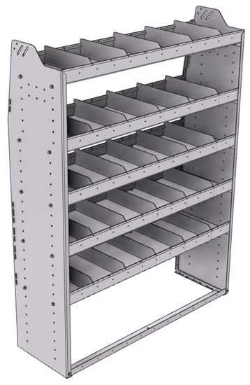 21-4563-5 Profiled back shelf unit 48"Wide x 15.5"Deep x 63"High with 5 shelves