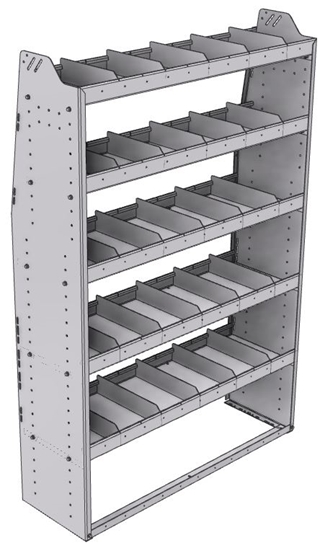 21-4572-5 Profiled back shelf unit 48"Wide x 15.5"Deep x 72"High with 5 shelves