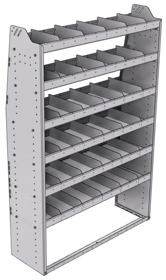 21-4572-6 Profiled back shelf unit 48"Wide x 15.5"Deep x 72"High with 6 shelves