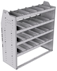 21-4848-4 Profiled back shelf unit 48"Wide x 18.5"Deep x 48"High with 4 shelves
