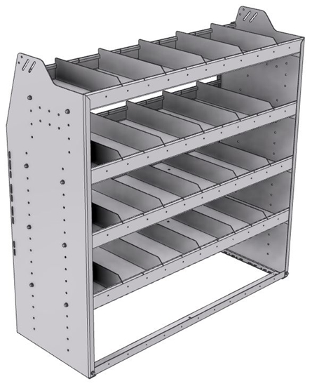 21-4848-4 Profiled back shelf unit 48"Wide x 18.5"Deep x 48"High with 4 shelves