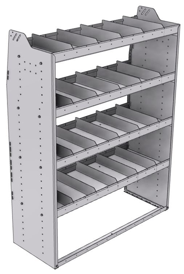 21-4863-4 Profiled back shelf unit 48"Wide x 18.5"Deep x 63"High with 4 shelves
