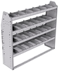 21-5348-4 Profiled back shelf unit 56"Wide x 13.5"Deep x 48"High with 4 shelves