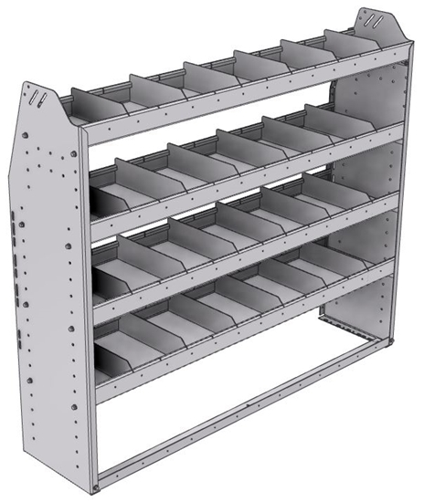 21-5348-4 Profiled back shelf unit 56"Wide x 13.5"Deep x 48"High with 4 shelves