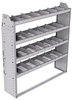 21-5358-4 Profiled back shelf unit 56"Wide x 13.5"Deep x 58"High with 4 shelves