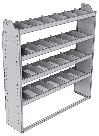 21-5358-4 Profiled back shelf unit 56"Wide x 13.5"Deep x 58"High with 4 shelves