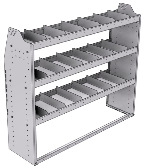 21-5548-3 Profiled back shelf unit 56"Wide x 15.5"Deep x 48"High with 3 shelves