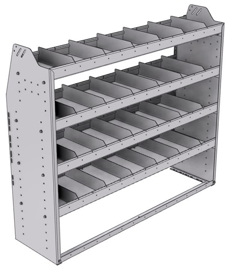 21-5548-4 Profiled back shelf unit 56"Wide x 15.5"Deep x 48"High with 4 shelves