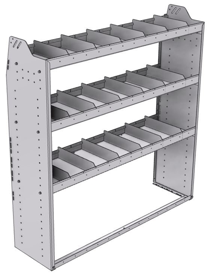 21-5558-3 Profiled back shelf unit 56"Wide x 15.5"Deep x 58"High with 3 shelves