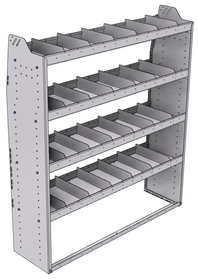 21-5563-4 Profiled back shelf unit 56"Wide x 15.5"Deep x 63"High with 4 shelves