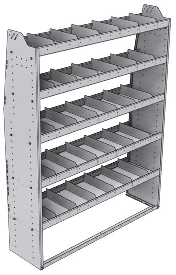 21-5572-5 Profiled back shelf unit 56"Wide x 15.5"Deep x 72"High with 5 shelves