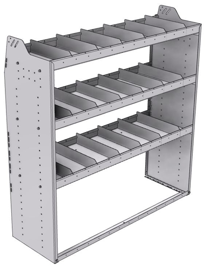 21-5858-3 Profiled back shelf unit 56"Wide x 18.5"Deep x 58"High with 3 shelves