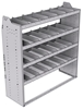 21-5858-4 Profiled back shelf unit 56"Wide x 18.5"Deep x 58"High with 4 shelves