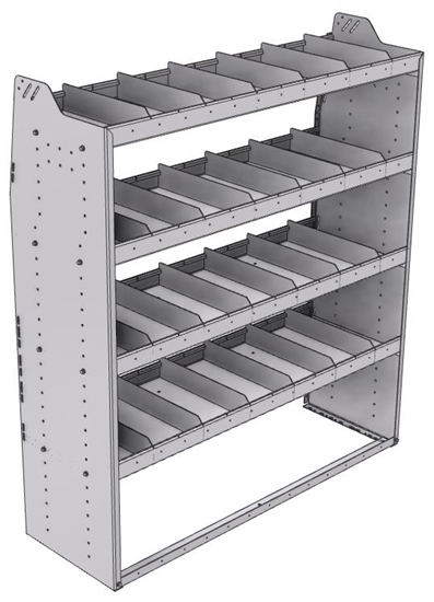 21-5863-4 Profiled back shelf unit 56"Wide x 18.5"Deep x 63"High with 4 shelves