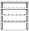 21-5863-4 Profiled back shelf unit 56"Wide x 18.5"Deep x 63"High with 4 shelves