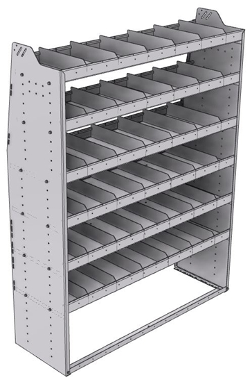 21-5872-6 Profiled back shelf unit 56"Wide x 18.5"Deep x 72"High with 6 shelves