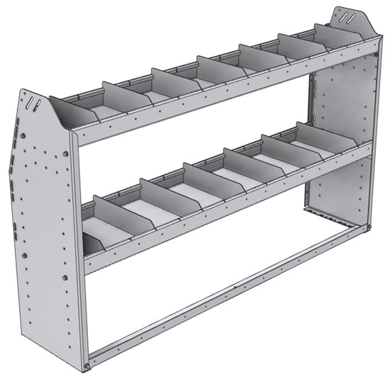 21-6336-2 Profiled back shelf unit 60"Wide x 13.5"Deep x 36"High with 2 shelves