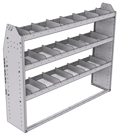 21-6348-3 Profiled back shelf unit 60"Wide x 13.5"Deep x 48"High with 3 shelves