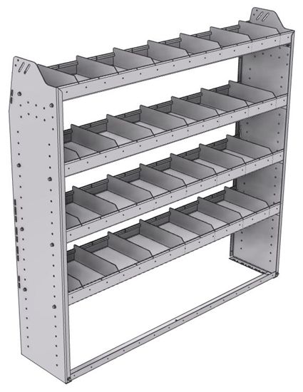 21-6358-4 Profiled back shelf unit 60"Wide x 13.5"Deep x 58"High with 4 shelves