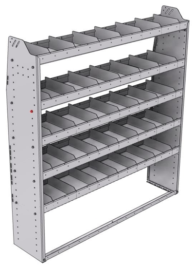 21-6363-5 Profiled back shelf unit 60"Wide x 13.5"Deep x 63"High with 5 shelves