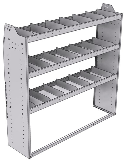 21-6558-3 Profiled back shelf unit 60"Wide x 15.5"Deep x 58"High with 3 shelves