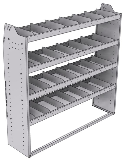 21-6558-4 Profiled back shelf unit 60"Wide x 15.5"Deep x 58"High with 4 shelves