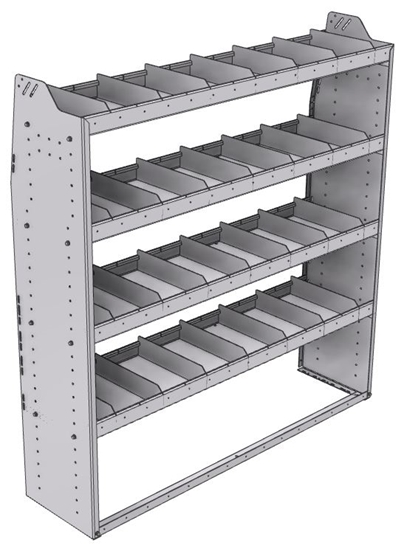 21-6563-4 Profiled back shelf unit 60"Wide x 15.5"Deep x 63"High with 4 shelves