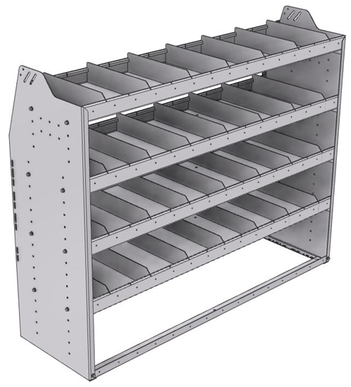 21-6848-4 Profiled back shelf unit 60"Wide x 18.5"Deep x 48"High with 4 shelves