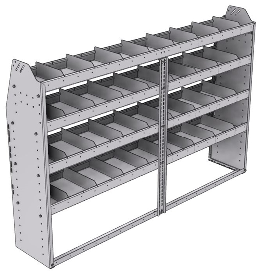 21-7348-4 Profiled back shelf unit 72"Wide x 13.5"Deep x 48"High with 4 shelves