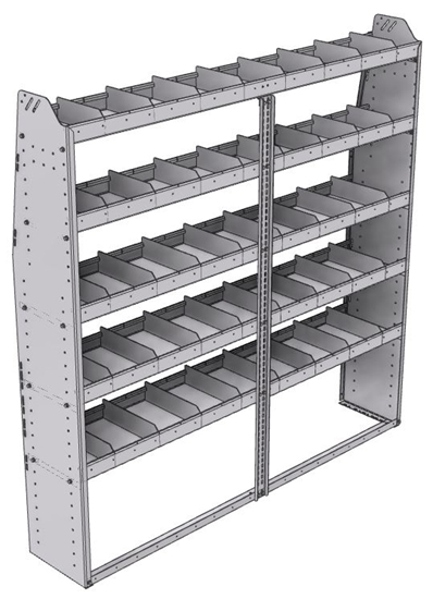 21-7372-5 Profiled back shelf unit 72"Wide x 13.5"Deep x 72"High with 5 shelves