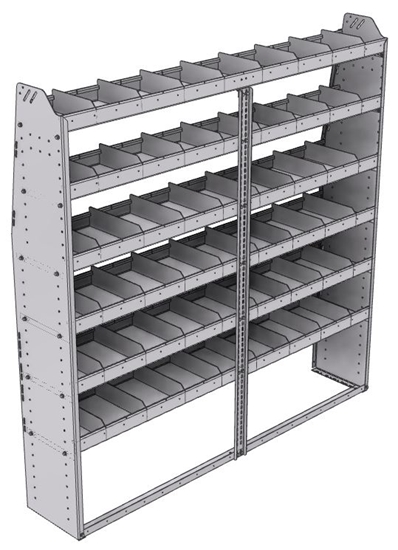 21-7372-6 Profiled back shelf unit 72"Wide x 13.5"Deep x 72"High with 6 shelves