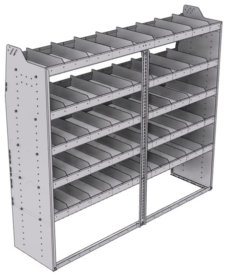 21-7863-5 Profiled back shelf unit 72"Wide x 18.5"Deep x 63"High with 5 shelves