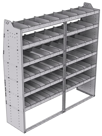 21-7872-6 Profiled back shelf unit 72"Wide x 18.5"Deep x 72"High with 6 shelves