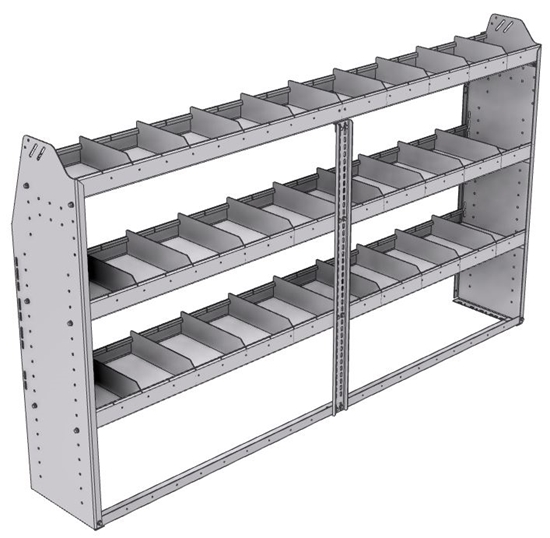 21-8348-3 Profiled back shelf unit 84"Wide x 13.5"Deep x 48"High with 3 shelves