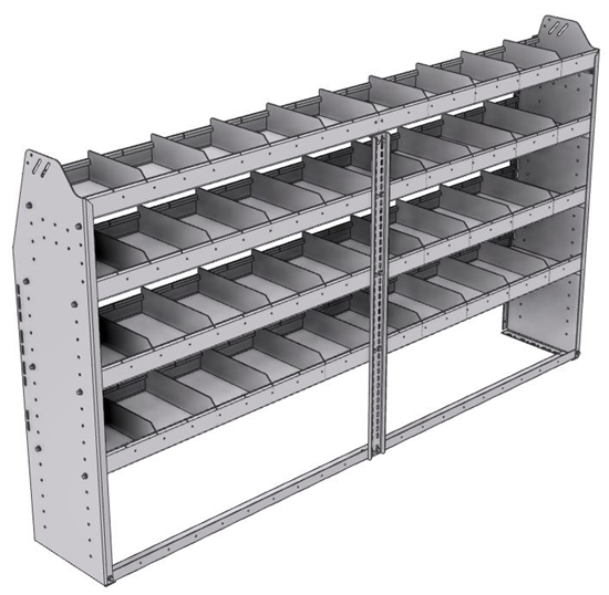 21-8348-4 Profiled back shelf unit 84"Wide x 13.5"Deep x 48"High with 4 shelves