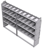 21-8358-4 Profiled back shelf unit 84"Wide x 13.5"Deep x 58"High with 4 shelves