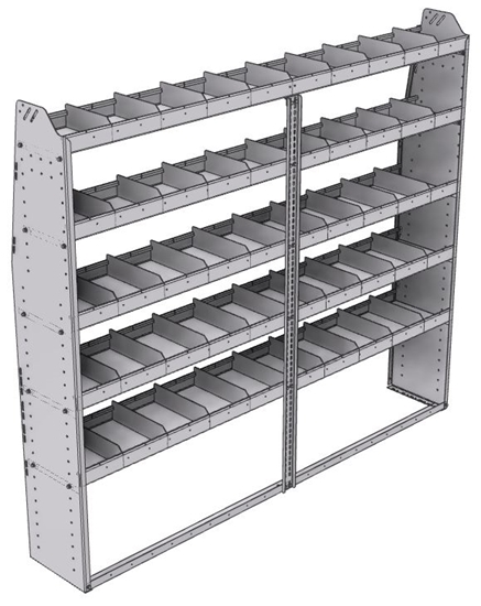 21-8372-5 Profiled back shelf unit 84"Wide x 13.5"Deep x 72"High with 5 shelves