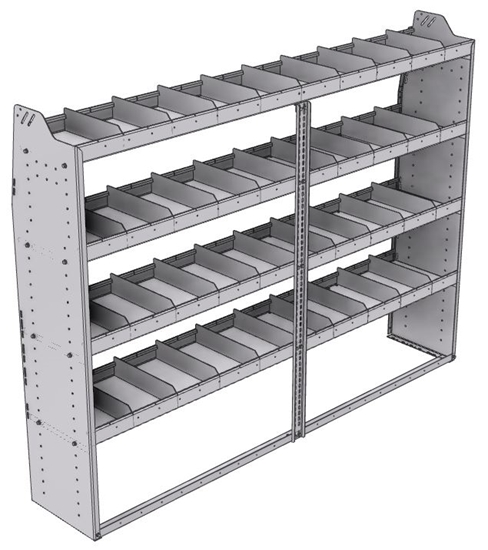 21-8563-4 Profiled back shelf unit 84"Wide x 15.5"Deep x 63"High with 4 shelves