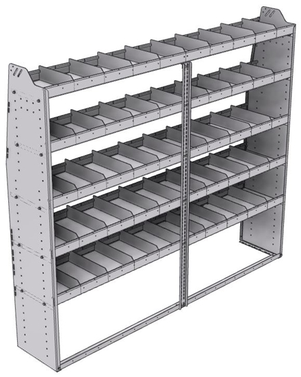 21-8572-5 Profiled back shelf unit 84"Wide x 15.5"Deep x 72"High with 5 shelves