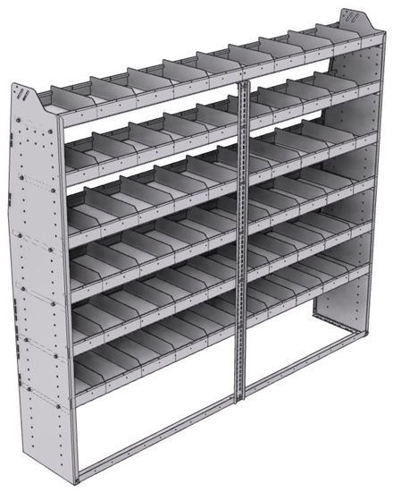 21-8572-6 Profiled back shelf unit 84"Wide x 15.5"Deep x 72"High with 6 shelves